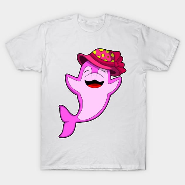 Dolphin with red Hat T-Shirt by Markus Schnabel